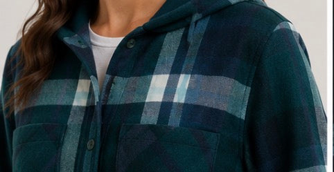 Realtree Women’s Hooded Plaid Shirt Jacket