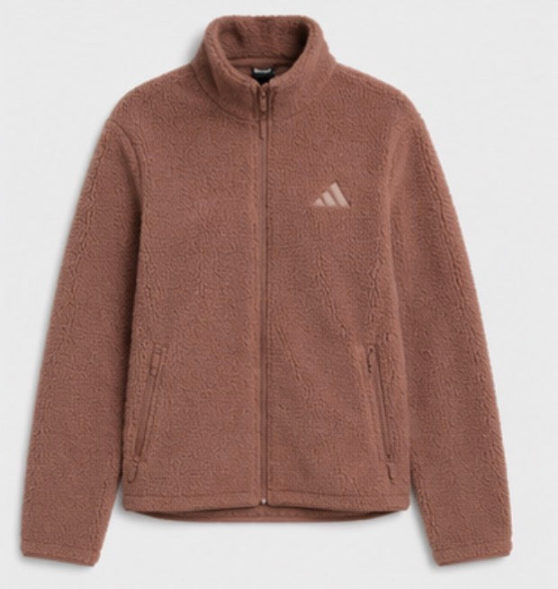 Adidas Women’s Sherpa Fleece Full-Zip Jacket – Dusty Rose