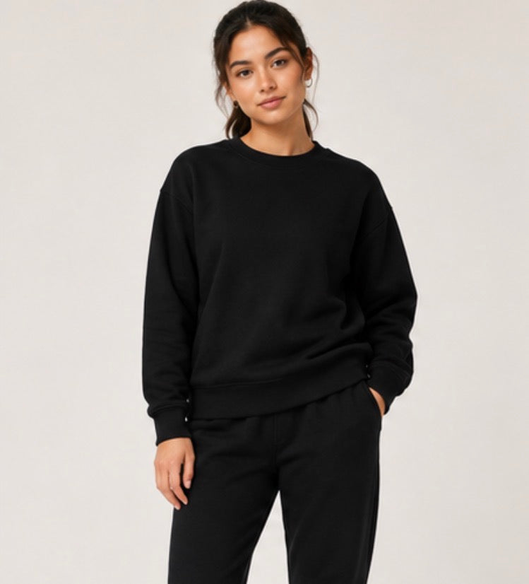 LAZYPANTS Women’s Fleece Crewneck Sweatshirt – Black