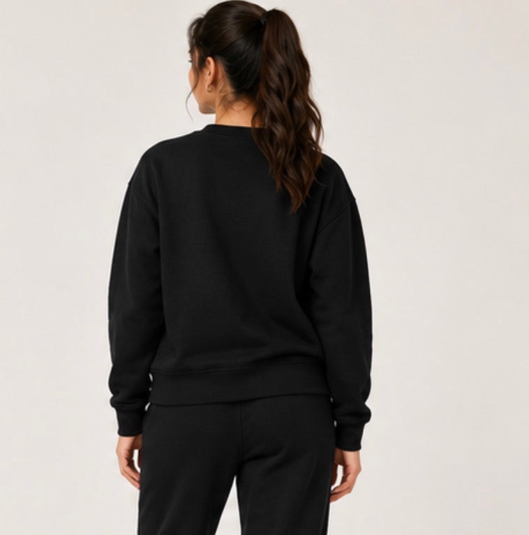 LAZYPANTS Women’s Fleece Crewneck Sweatshirt – Black