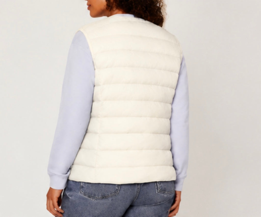 Mondetta Women’s Quilted Puffer Vest – Cream