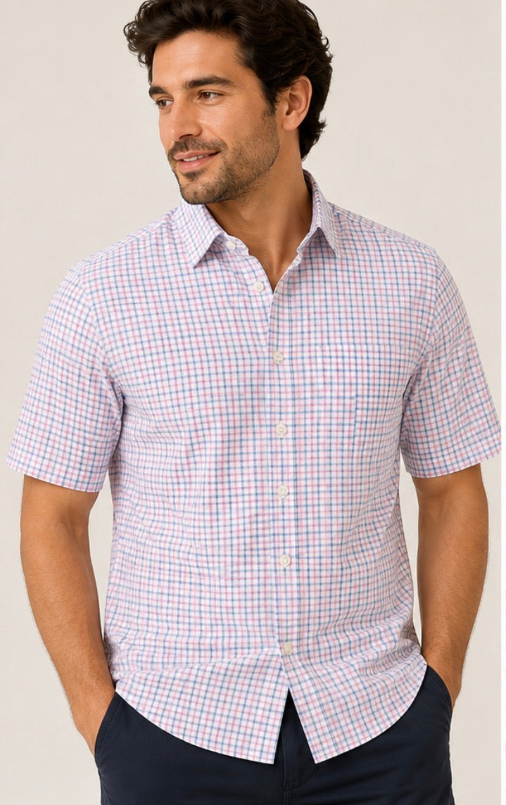 Tommy Hilfiger Men’s All-Season Stretch Short Sleeve Check Shirt