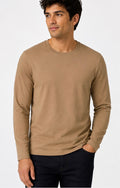 Ellen Tracy Men’s Long Sleeve Crew Neck T-Shirt – Tan