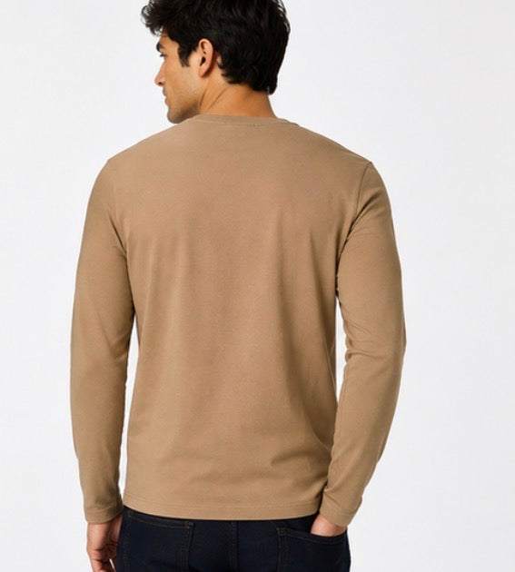 Ellen Tracy Men’s Long Sleeve Crew Neck T-Shirt – Tan