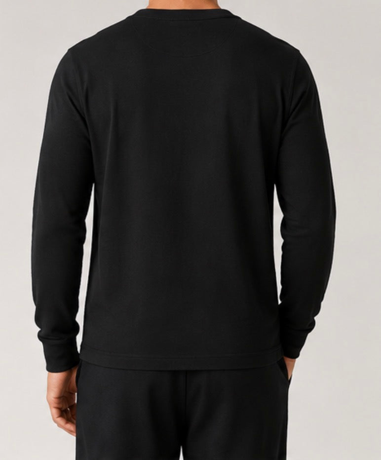 Calvin Klein Men’s Black Henley Long Sleeve Shirt