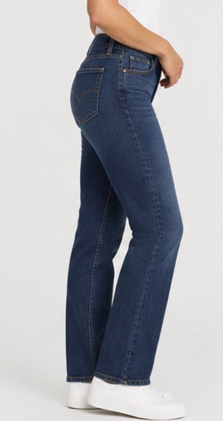Lucky Brand Mid Rise Straight Leg Jeans – Dark Blue