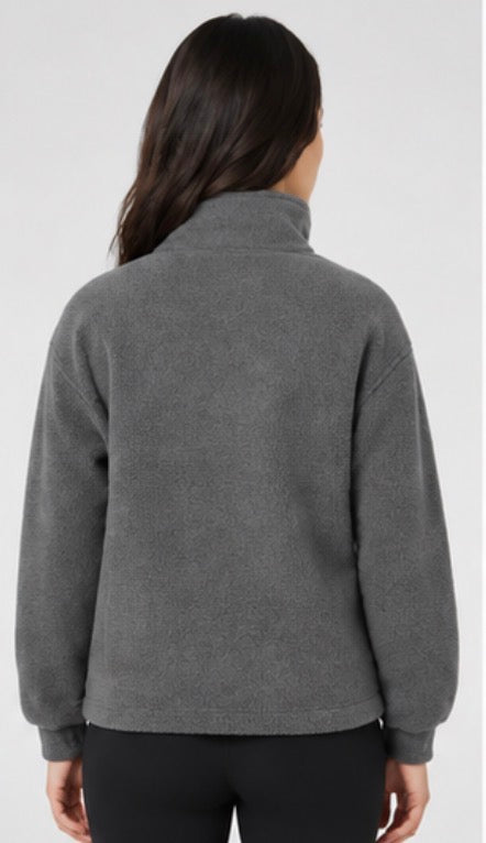 Mondetta Women’s Sherpa Fleece Full-Zip Jacket – Grey