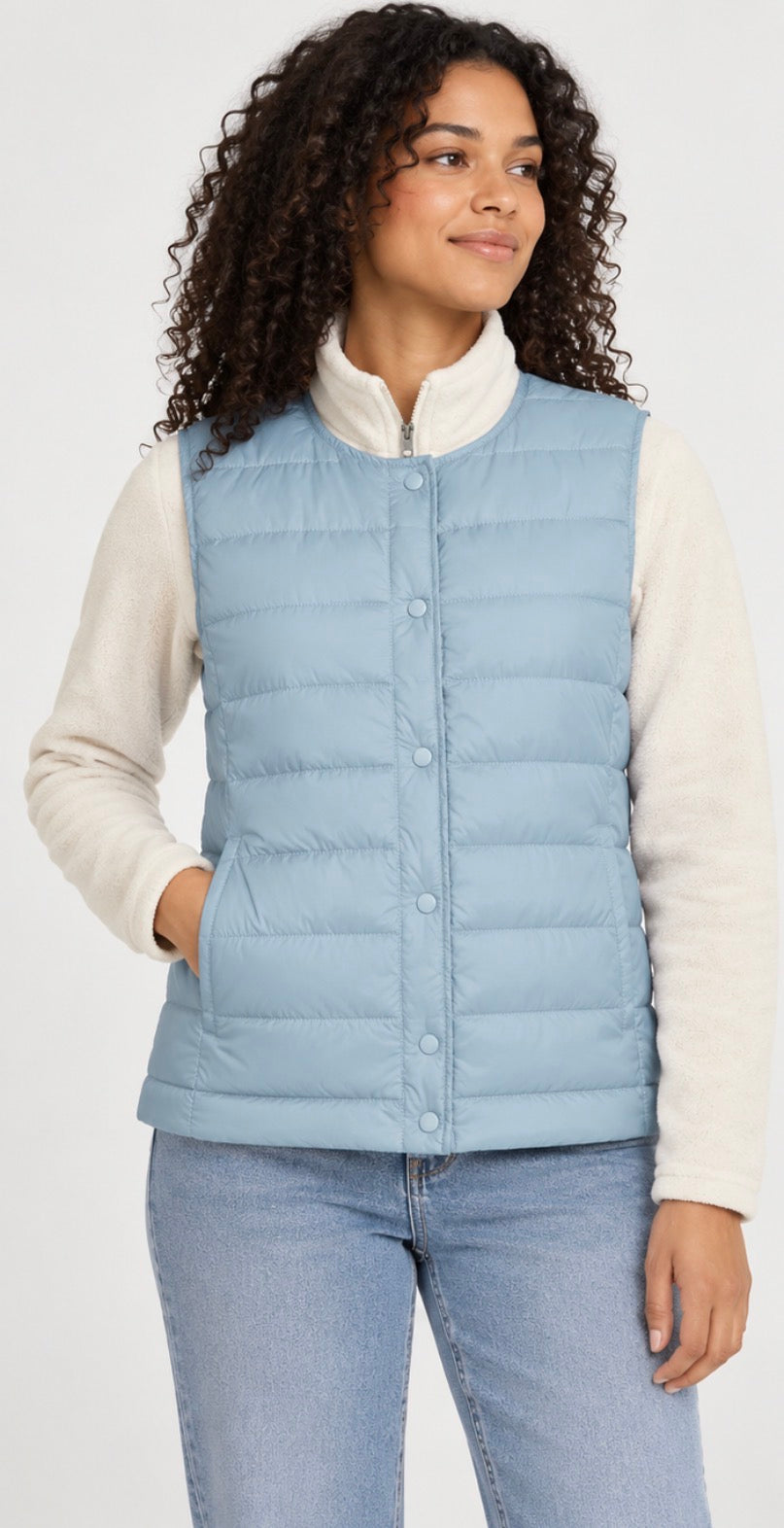 Mondetta Women’s Lightweight Quilted Puffer Vest – Light Blue