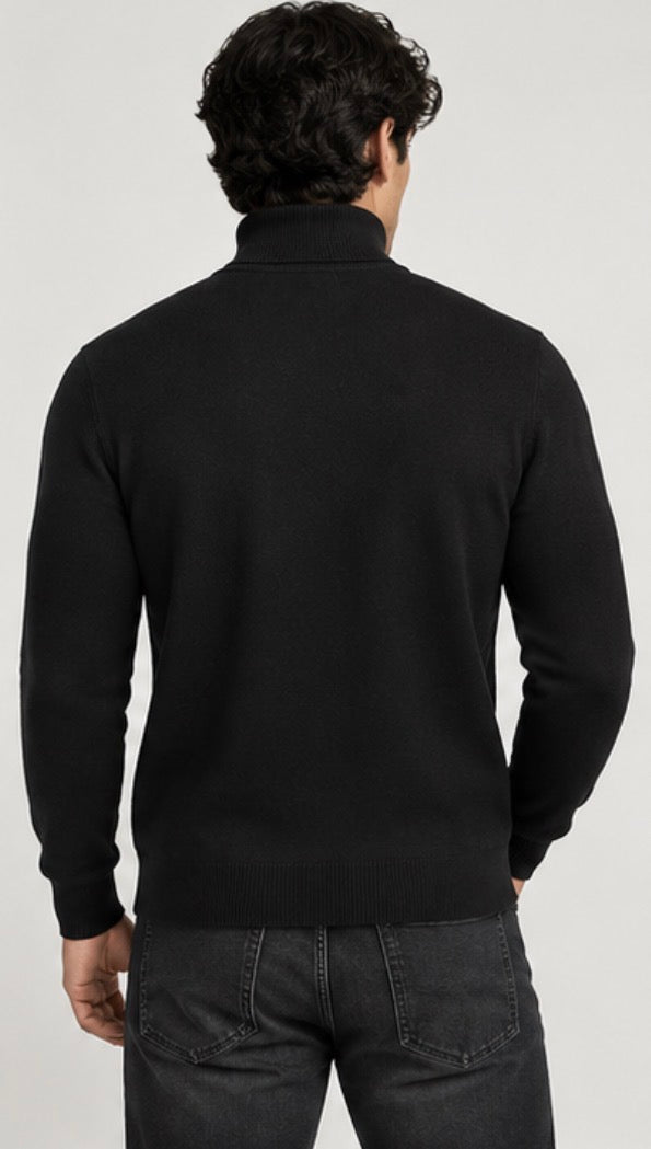 Rough Dress Men’s Turtleneck Sweater – Black
