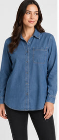 Buffalo David Bitton Women’s Denim Button-Up Shirt – Blue