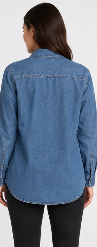 Buffalo David Bitton Women’s Denim Button-Up Shirt – Blue