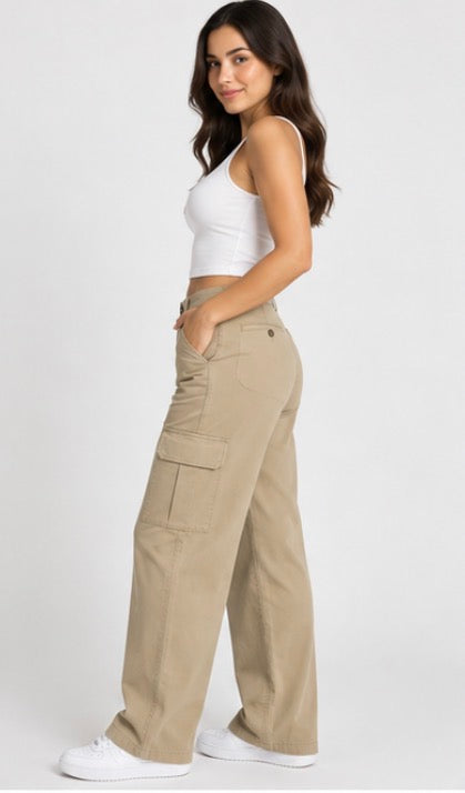 United Colors of Benetton Women’s Wide Leg Cargo Pants – Khaki