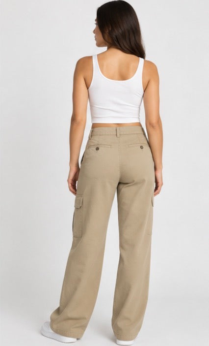 United Colors of Benetton Women’s Wide Leg Cargo Pants – Khaki