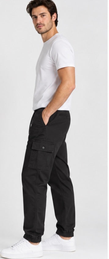 Buffalo David Bitton Men’s Cargo Jogger Pants – Black