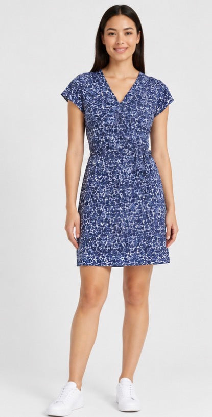 O.B. Floral by Nicole Miller Women’s V-Neck Floral Dress – Blue & White
