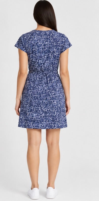 O.B. Floral by Nicole Miller Women’s V-Neck Floral Dress – Blue & White