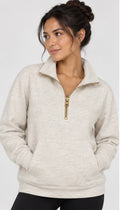 Danskin Women’s Half-Zip Fleece Pullover Sweatshirt – Oatmeal Heather