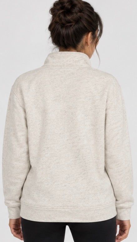 Danskin Women’s Half-Zip Fleece Pullover Sweatshirt – Oatmeal Heather