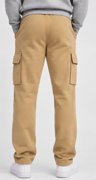 Champion Men’s Cargo Sweatpants – Tan Fleece Utility Joggers