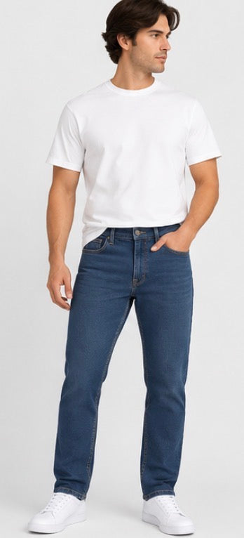 David Bitton Men’s Slim Straight Stretch Jeans – Solid Blue