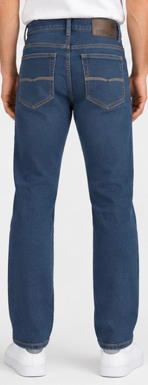 David Bitton Men’s Slim Straight Stretch Jeans – Solid Blue