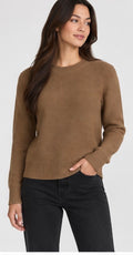 Matty M Women’s Textured Knit Crewneck Sweater – Brown