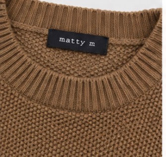 Matty M Women’s Textured Knit Crewneck Sweater – Brown