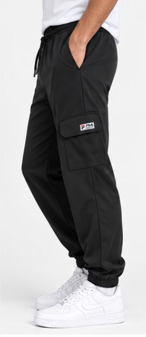 FILA Boys’ Black Cargo Jogger Pants – Lightweight Sport Pants