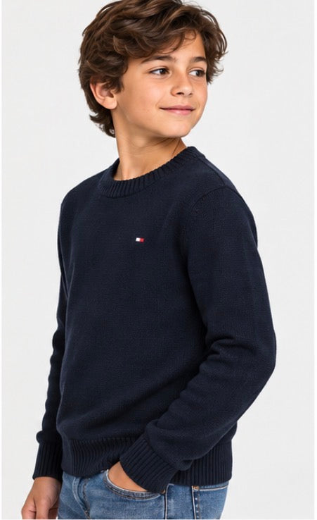 Tommy Hilfiger Boys’ Crew Neck Knit Sweater – Navy Blue