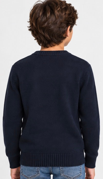 Tommy Hilfiger Boys’ Crew Neck Knit Sweater – Navy Blue