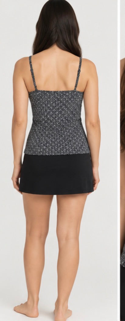 Christina Women’s Geometric Print Camisole Tank Top – Black & White