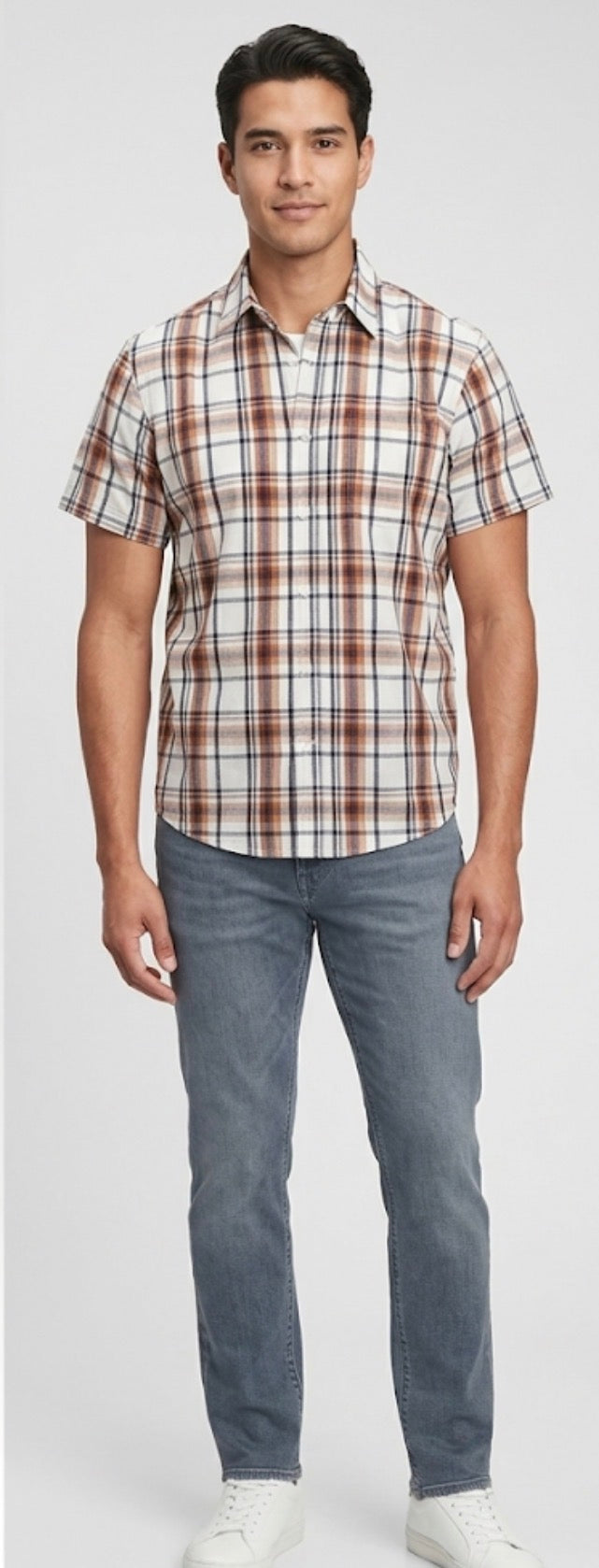 GAP brand men's Short Sleeve Plaid Button-Up Shirt