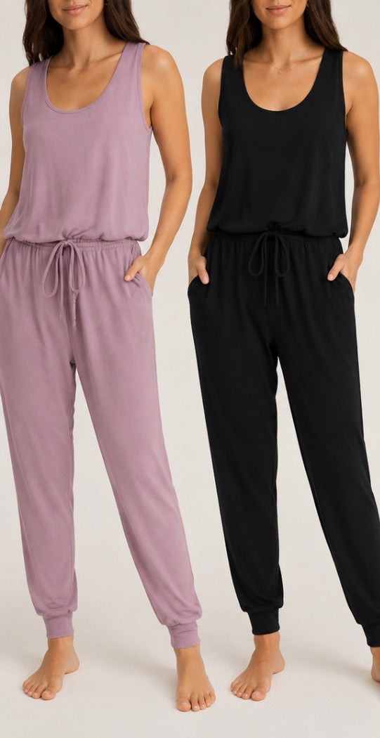 Natori Women’s Sleeveless Jumpsuit – 2 Pack (Pink &amp; Black)