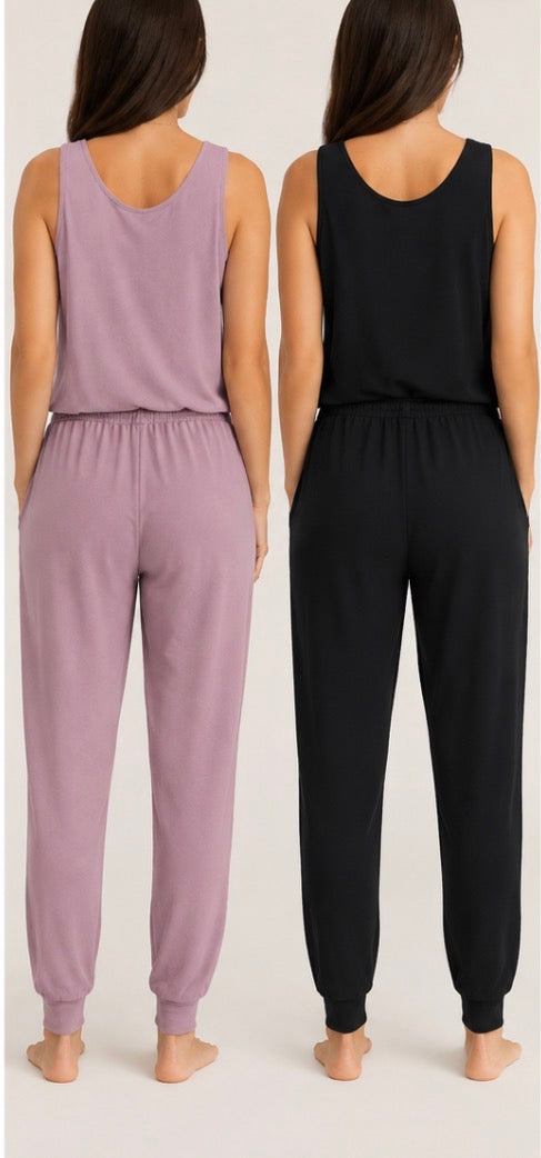 Natori Women’s Sleeveless Jumpsuit – 2 Pack (Pink &amp; Black)